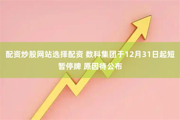 配资炒股网站选择配资 数科集团于12月31日起短暂停牌 原因待公布
